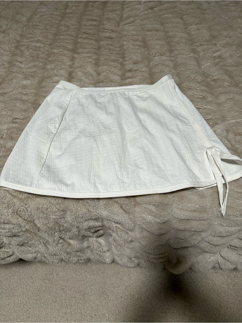 Lilly Pulitzer White Textured Mini Skirt with Side Tie Detail